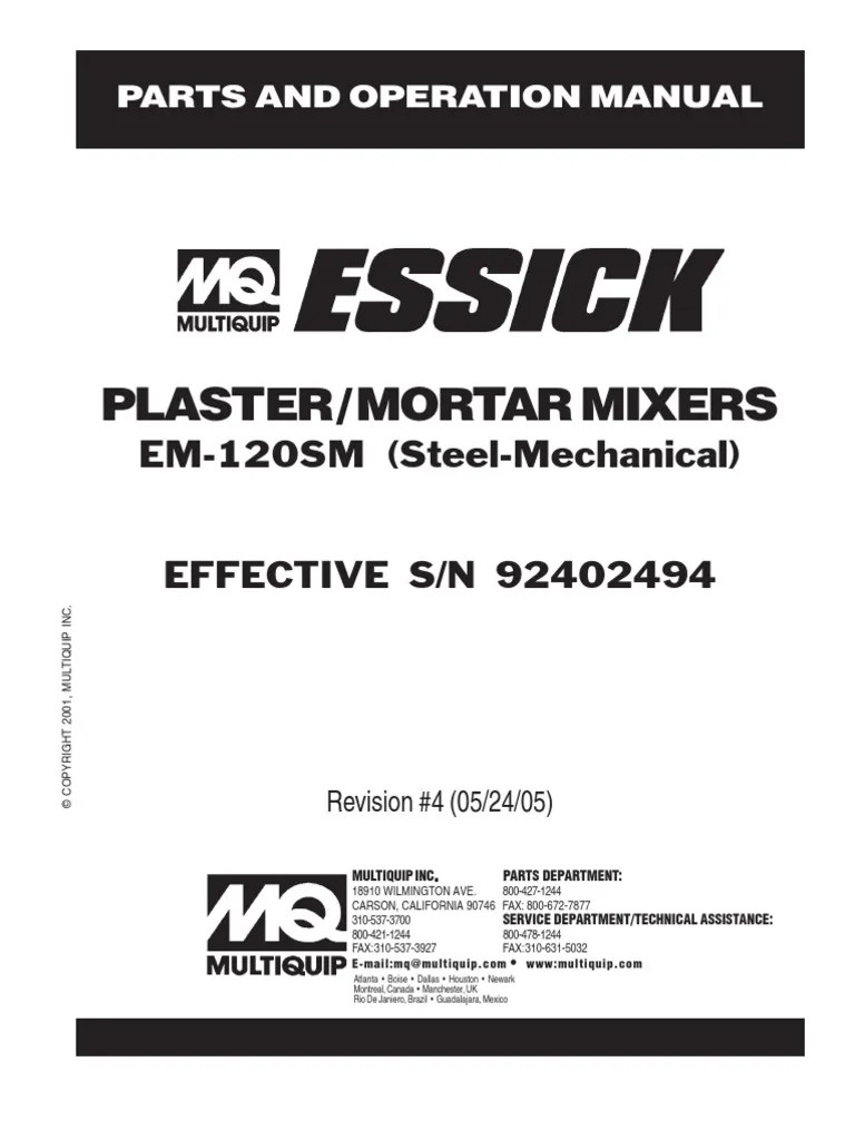 Essick Mortar Mixers | Clutch | Bearing (Mechanical)