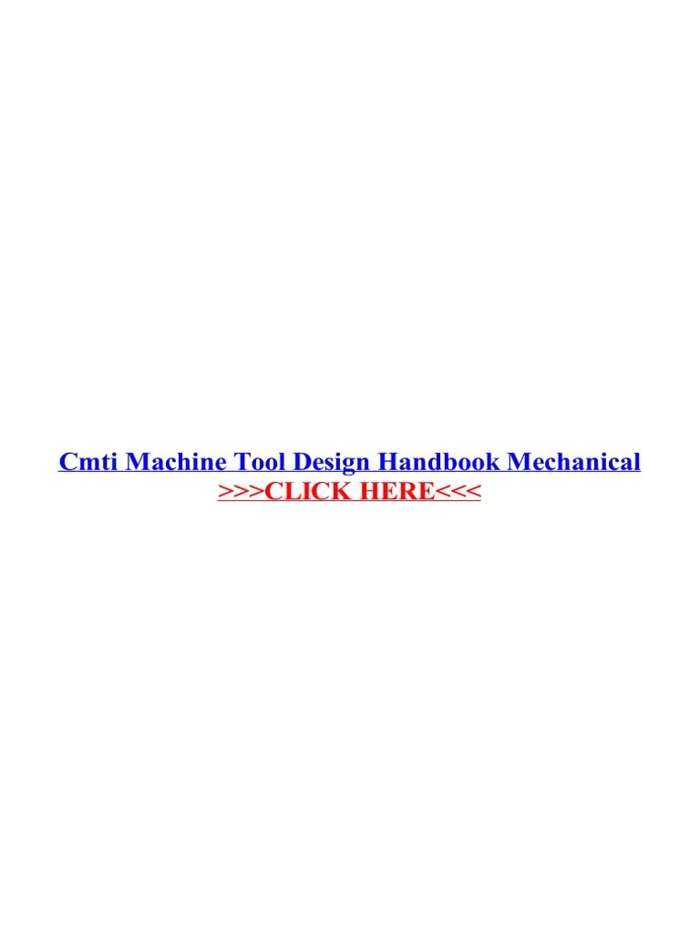 Cmti Machine Tool Design Handbook Mechanical PDF Machines Machine Tool