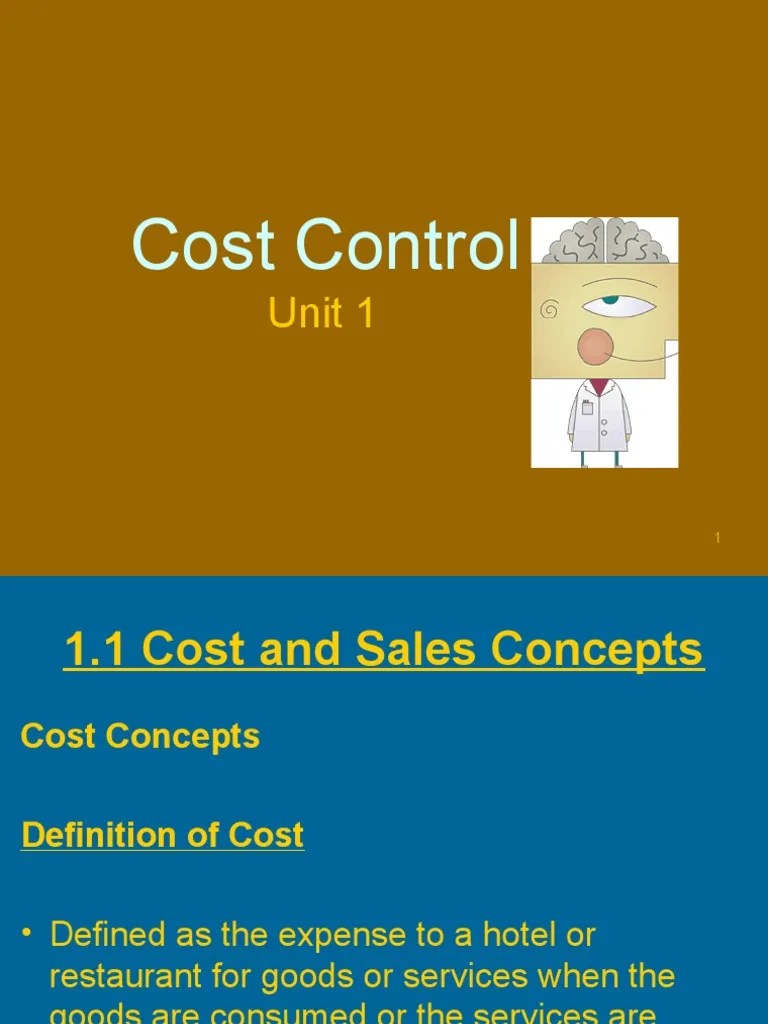 Food & Beverage Cost Control Introduction