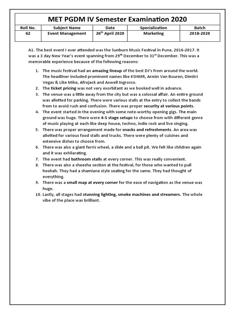 MET PGDM IV Semester Examination 2020 PDF Coca Cola Brand