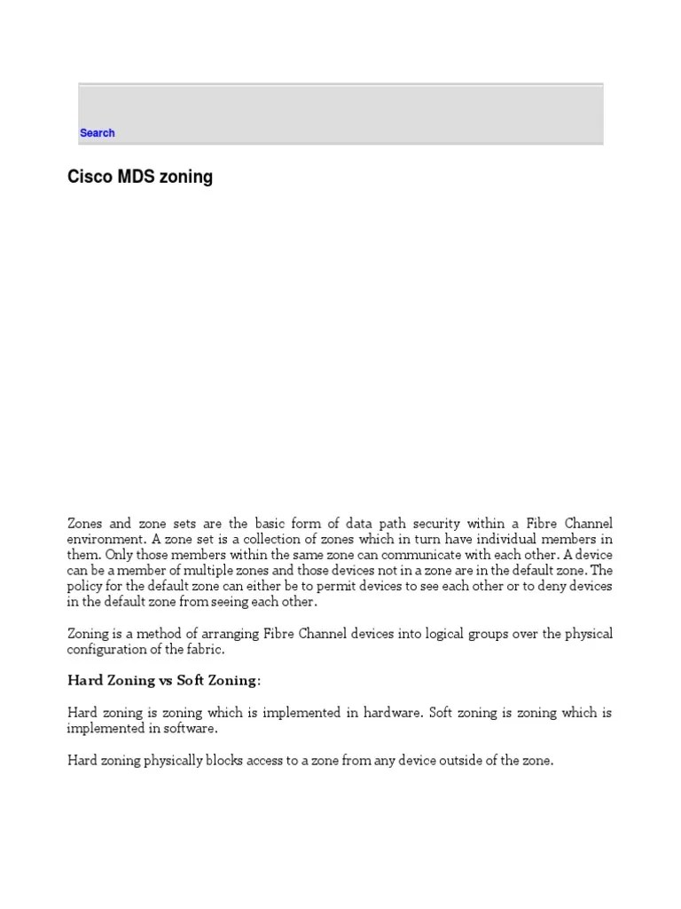 Cisco Mds Zoning PDF Computer Networking Digital Technology