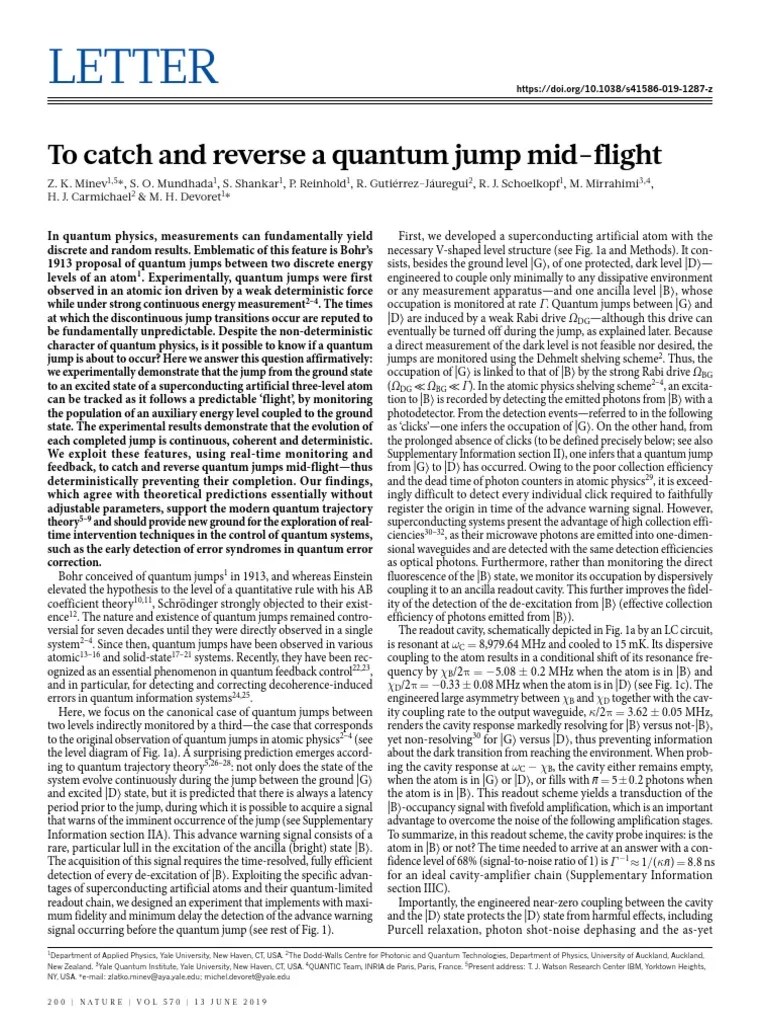 To Catch and Reverse A Quantum Jump MidFlight PDF Quantum Mechanics Photon