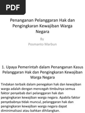 Pertemuan Keempat Bab 1 Penanganan Pelanggaran Hak Dan Pengingkaran  Kewajiban Warga Negara