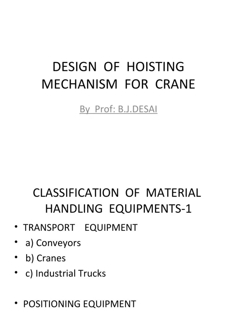 Design of Hoisting Mechanism For Crane R1 PDF Crane (Machine) Wire