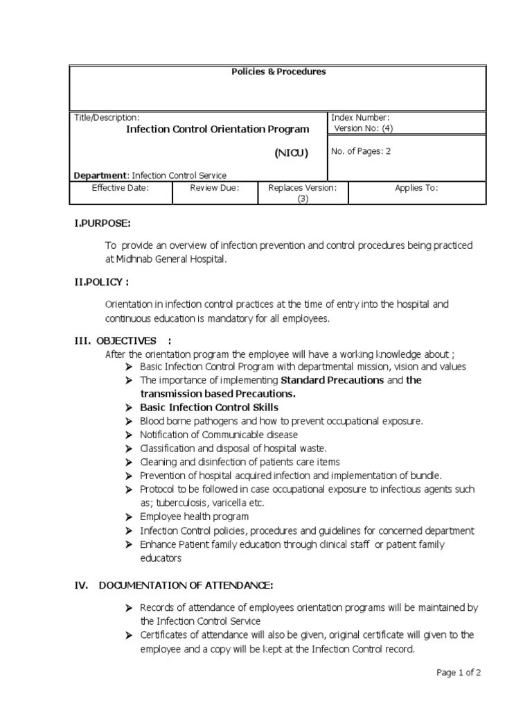 IC Orientation Programme PDF Infection Control Infection