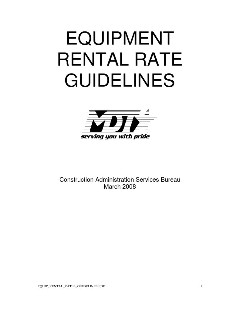 Equipment Rental Rates PDF Renting Truck