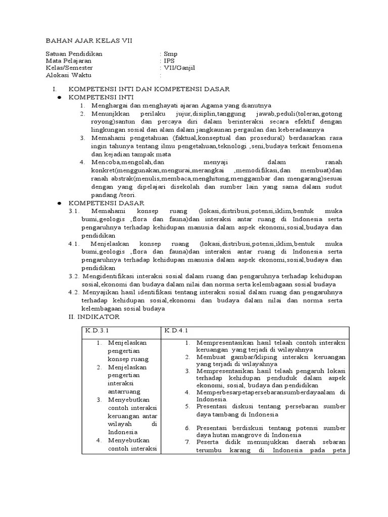 Bahan Ajar Ips Kelas Vii | PDF