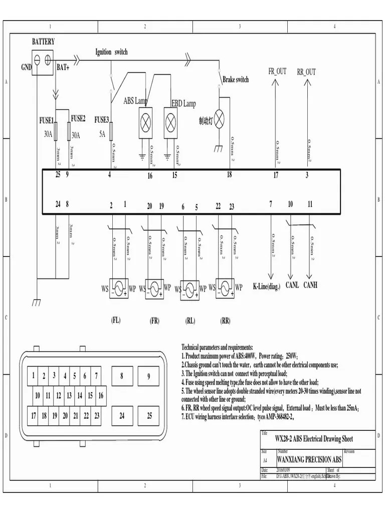 4WX28 ABS Electrical Drawing Sheet PDF PDF Anti Lock Braking