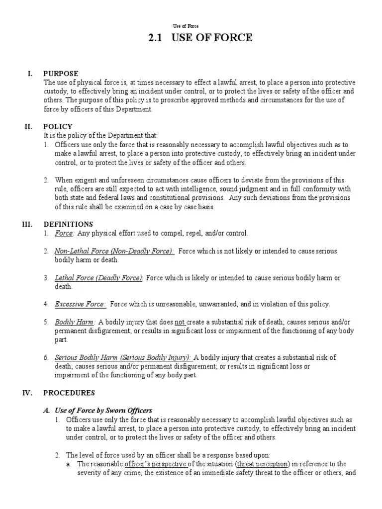 2.1 Use of Force 0 PDF Deadly Force Use Of Force