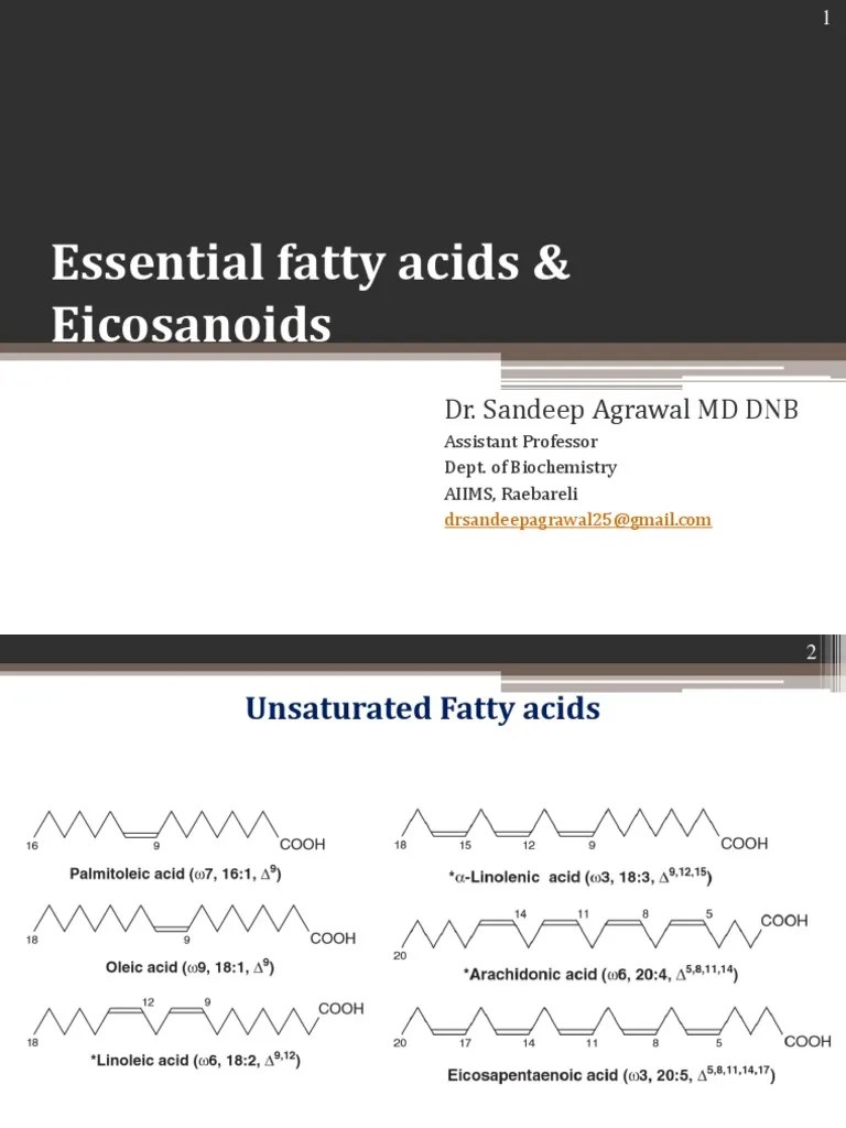 Essential Fatty Acids & Eicosanoids Dr. Sandeep Agrawal MD DNB PDF