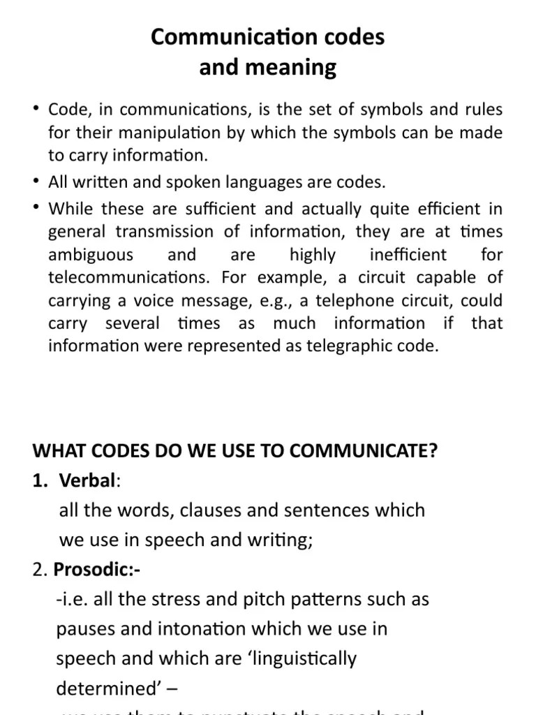 Communication Codes and Meaning PDF Nonverbal Communication