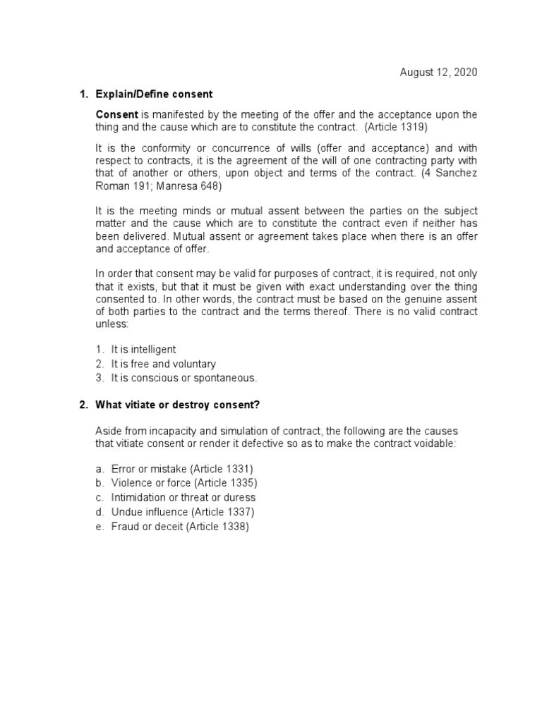 Defining Consent and the Factors that Can Vitiate Valid Consent in