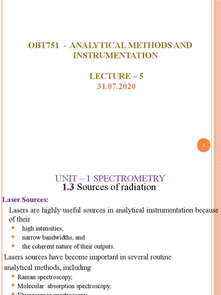 Obt751 Analytical Methods and Instrumentation Lecture 5 PDF