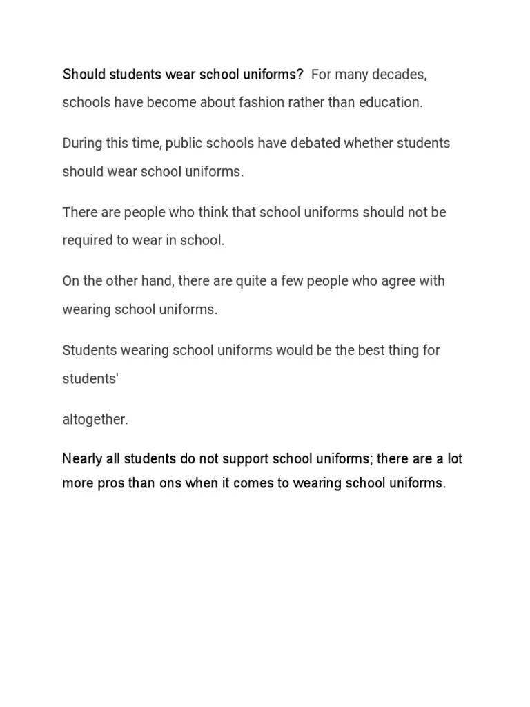 Should Students Wear School Uniforms PDF