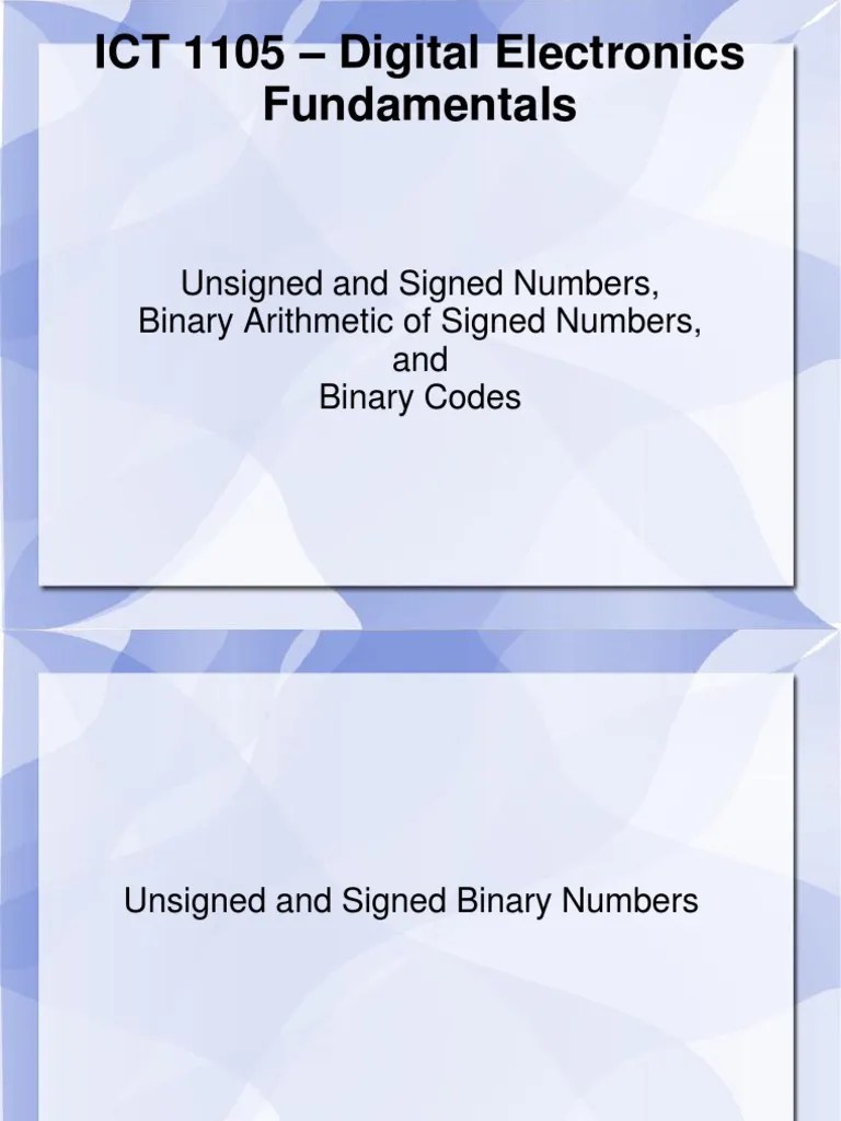 ICT 1105 Digital Electronics Fundamentals PDF Binary Coded