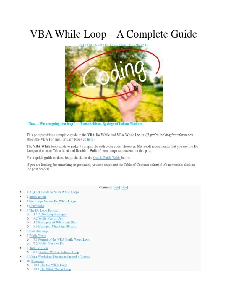 Mastering VBA While Loops A Complete Guide to Using Do While, While