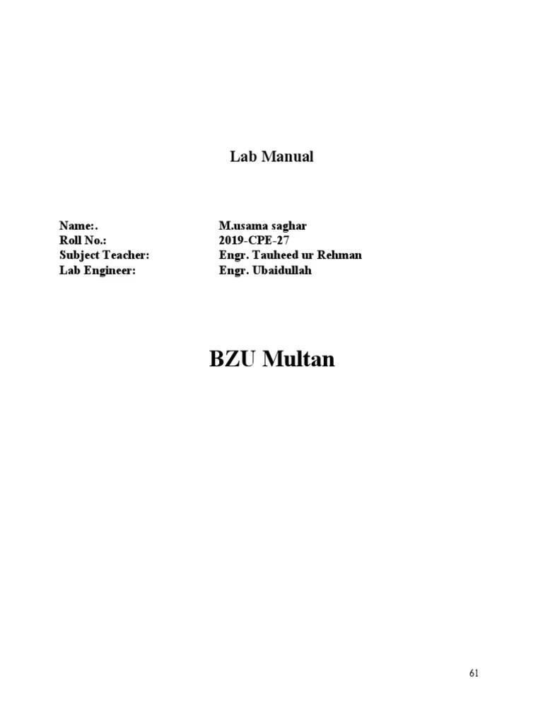BZU Multan Lab Manual PDF