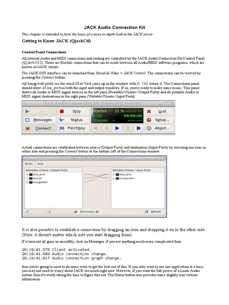 Jack Audio Connection Kit Getting To Know Jack (Qjackctl) Control
