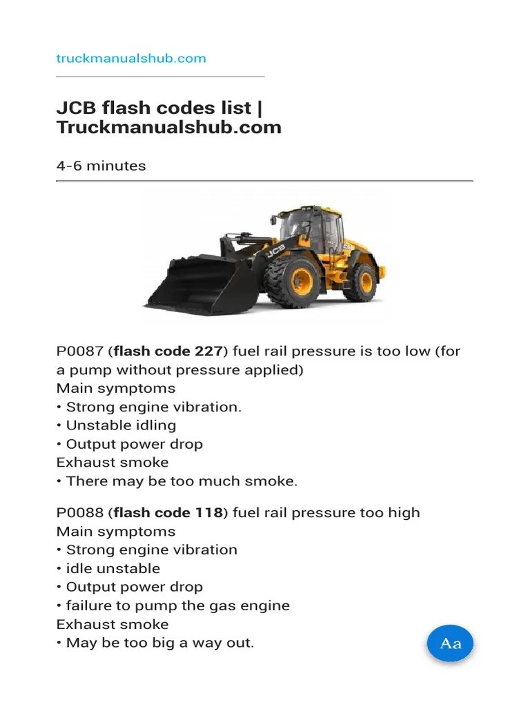 JCB Flash Codes List PDF Fuel Injection Engines