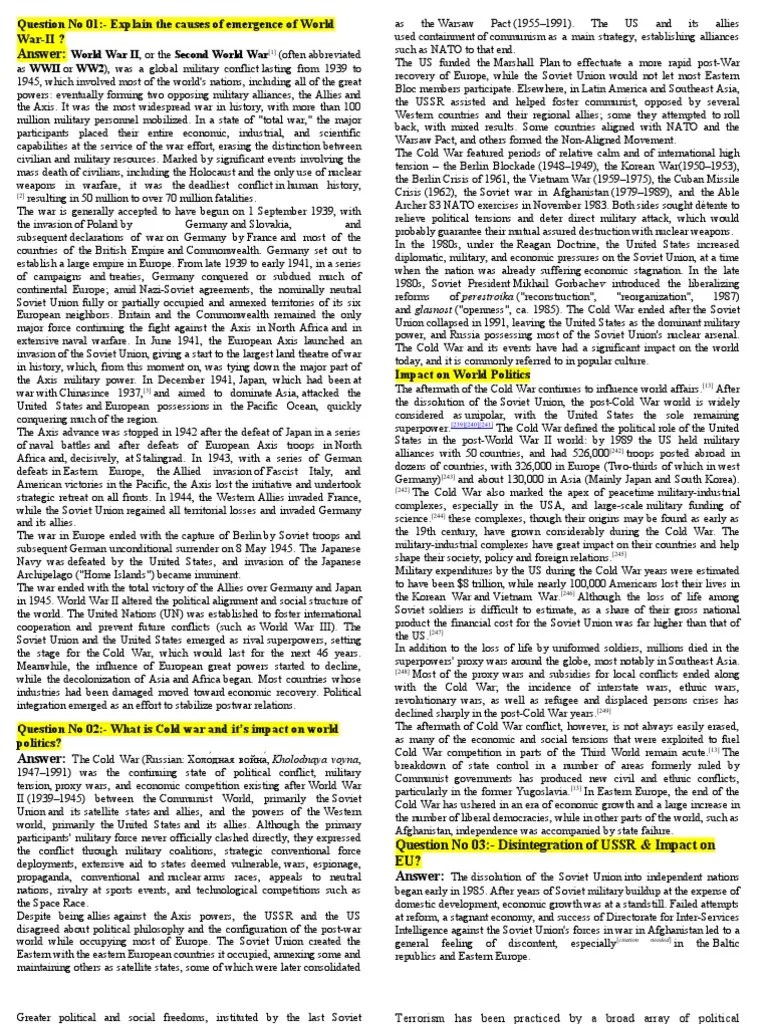 Answer:: World War II, or The Second World War | PDF | Containment