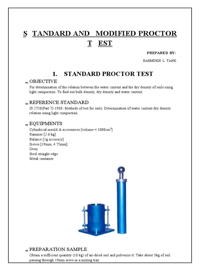 Standard and Modified Proctor Test PDF Density Soil