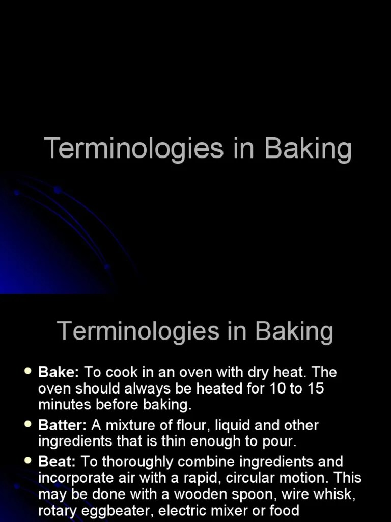 Terminologies in Baking