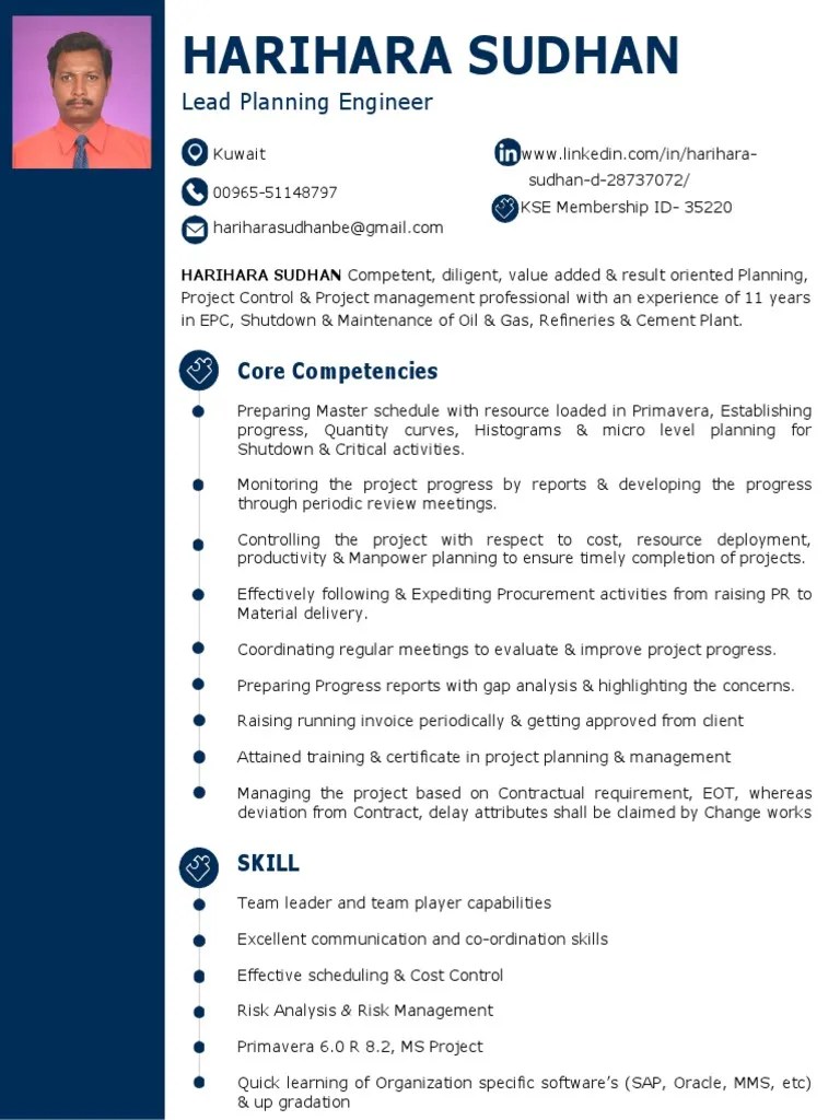 Lead Planning Engineer Core Competencies PDF Engineer Project