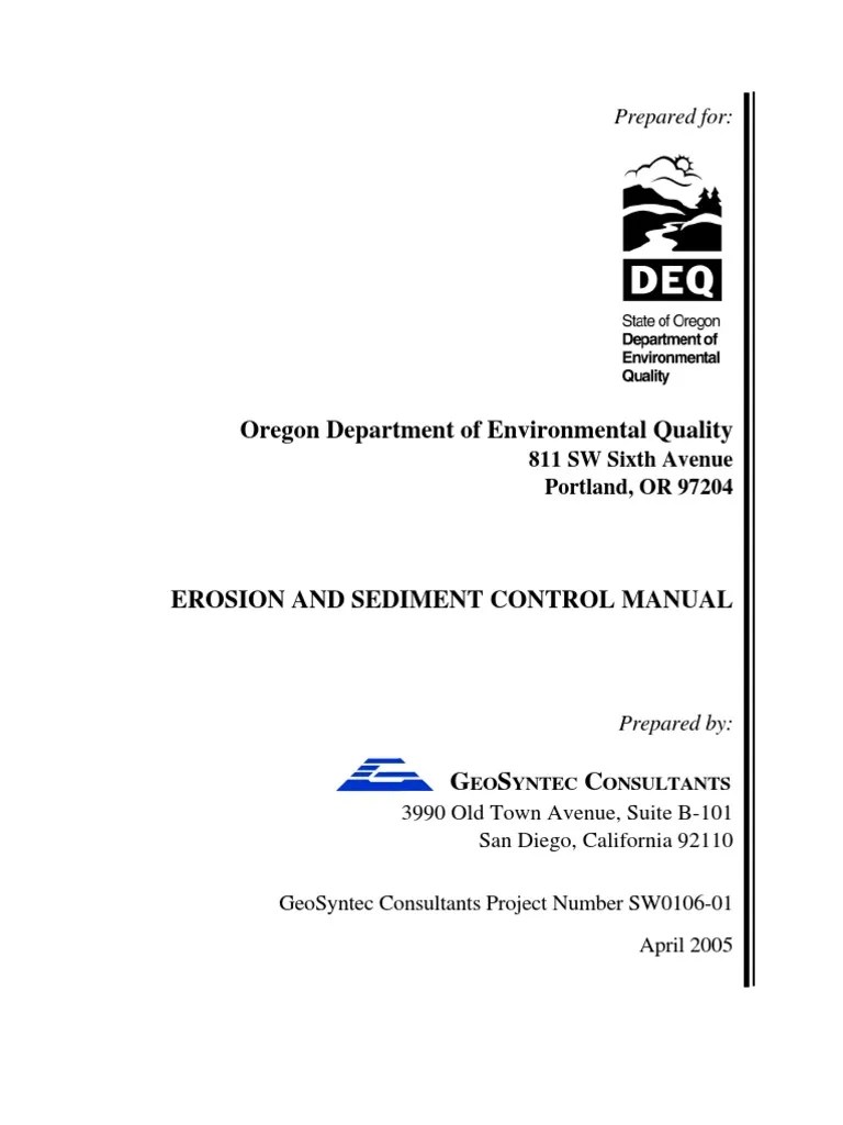 Erosion and Sediment Control Manual PDF Clean Water Act Stormwater