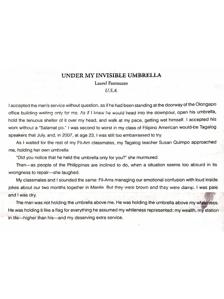 Under My Invisible Umbrella by Laurel Fantauzzo North American