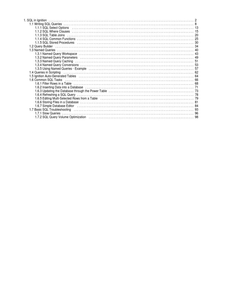 SQL in Ignition PDF Database Index Databases