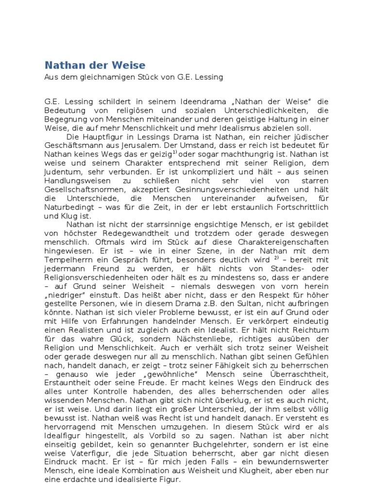 Charakterisierung von Nathan der Weise Teorias Filosóficas