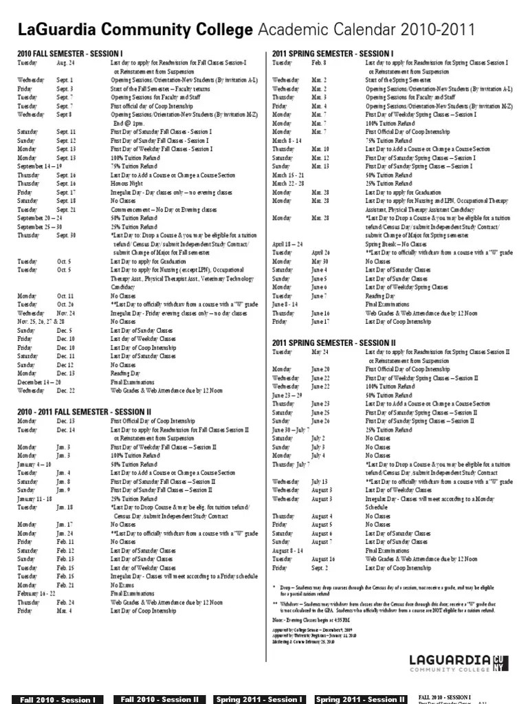 20102011 Academic Calendar PDF Workweek And Weekend Academic Term