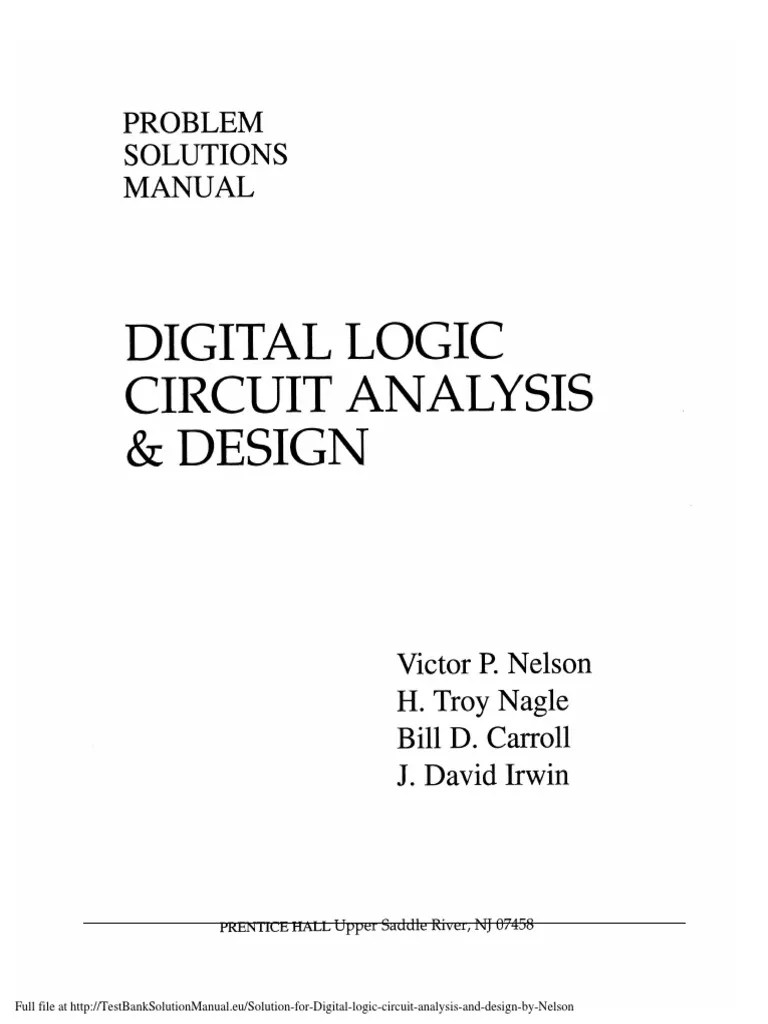Solution For Digital Logic Circuit Analysis and Design by Nelson PDF PDF
