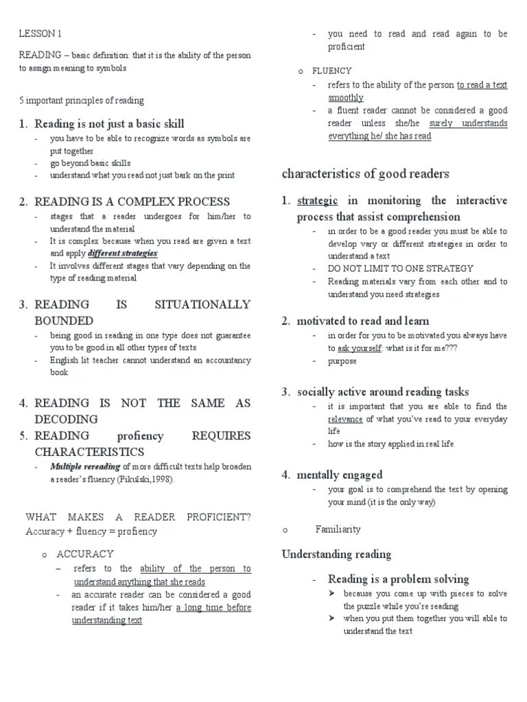 Characteristics of Good Readers Multiple Rereading of More Difficult