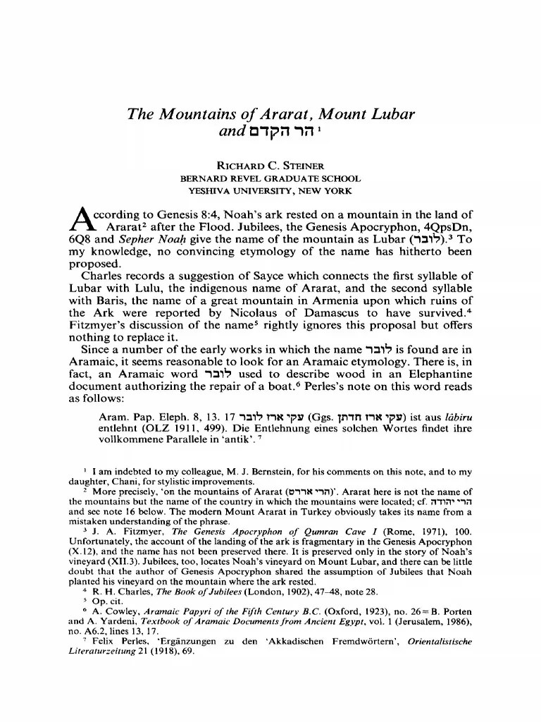 The Identification of Mount Lubar An Etymological Analysis of the Name