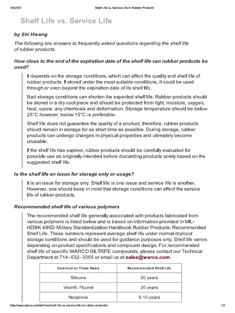 Rubber Shelf Life PDF PDF
