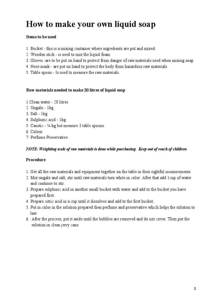 Make Your Own Liquid Soap PDF Salt Spoon