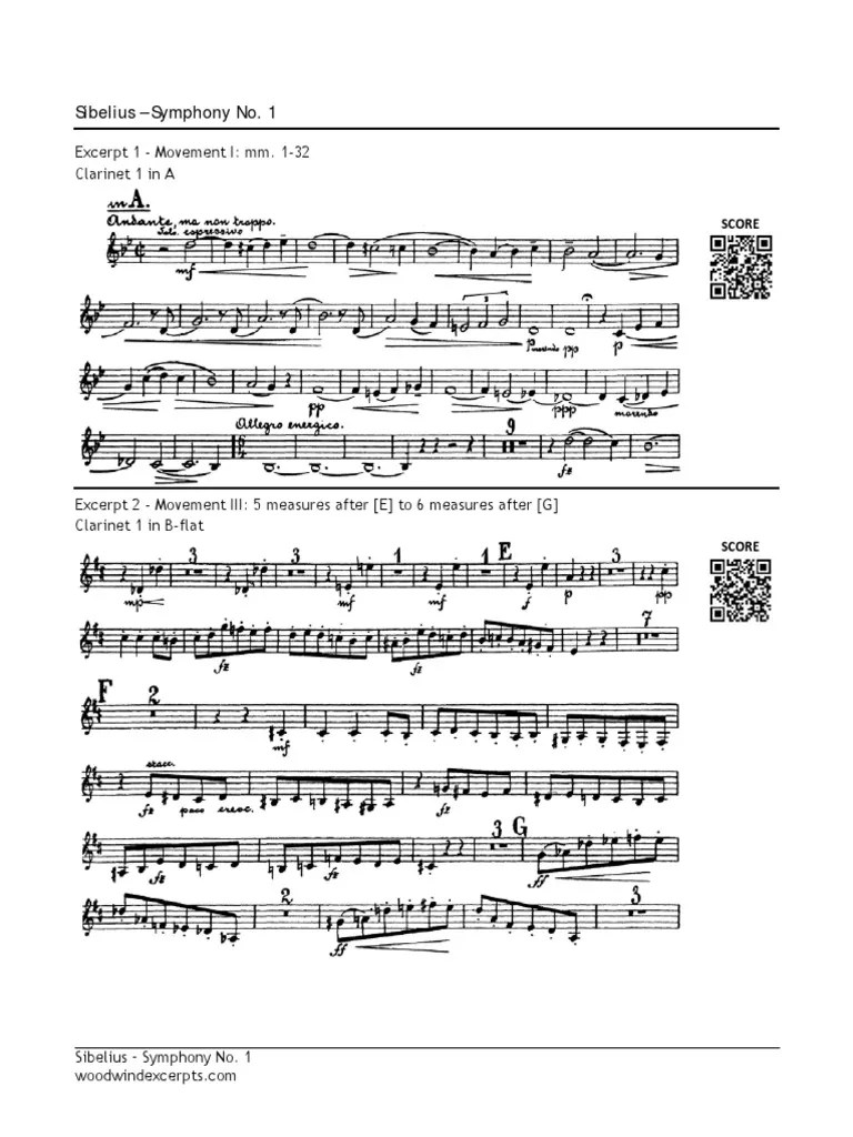 Lexcerpts Sibelius Symphony No. 1 Excerpts PDF