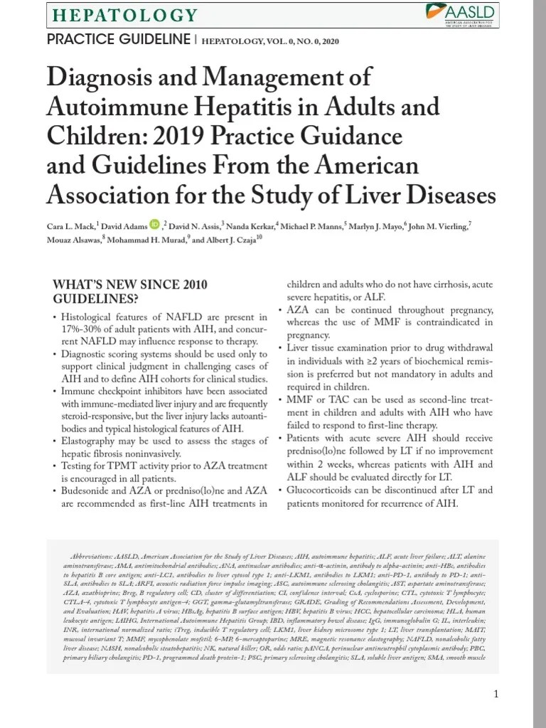 AASLD Guideline of Autoimmune Hepatitis PDF PDF T Helper Cell