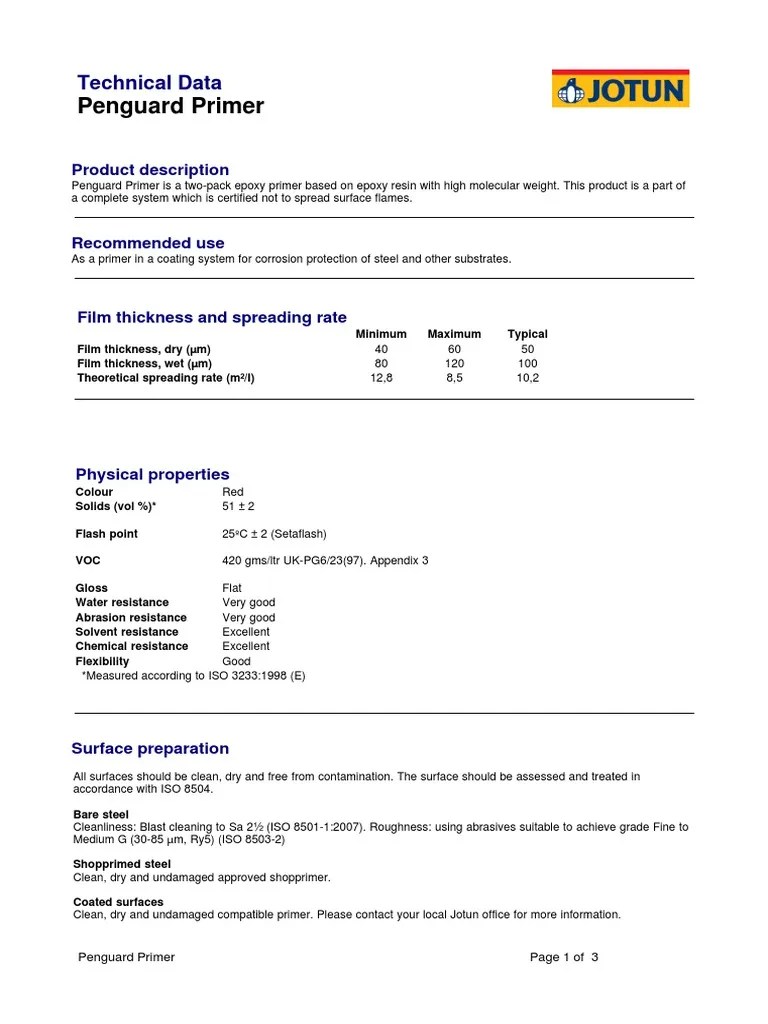 Technical Data Sheet Penguard Primer A TwoPack Epoxy Primer for