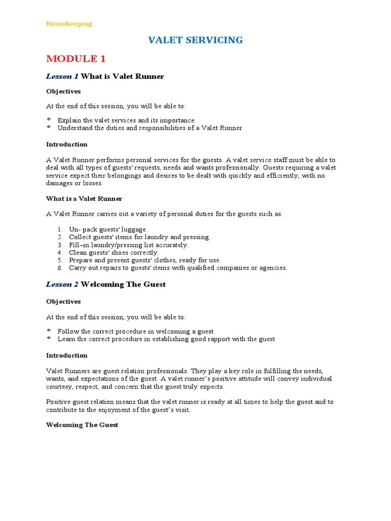 Valet Servicing What Is Valet Runner PDF Shoe Laundry