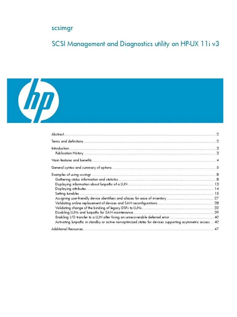 SCSI Management and Diagnostics Utility On HPUX 11i v3 PDF Device