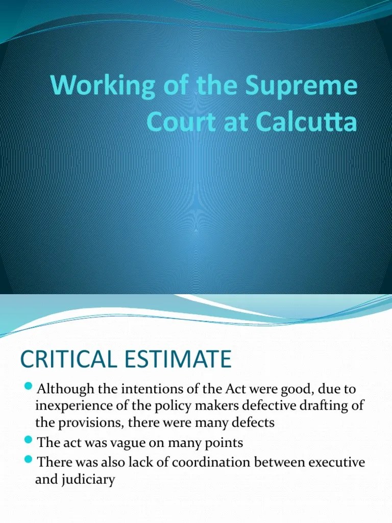 Working of The Supreme Court at Calcutta PDF Bail Supreme Courts