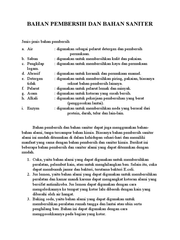 Bahan Pembersih Dan Bahan Saniter | PDF
