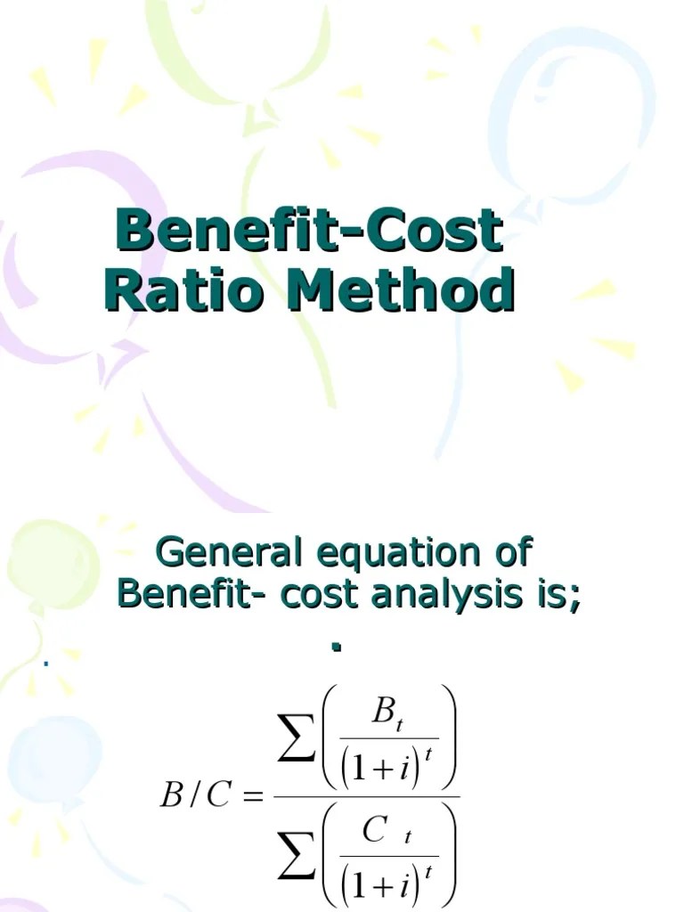 Chapter II3 Benifit Cost Ratio Method PDF Net Present Value Analysis