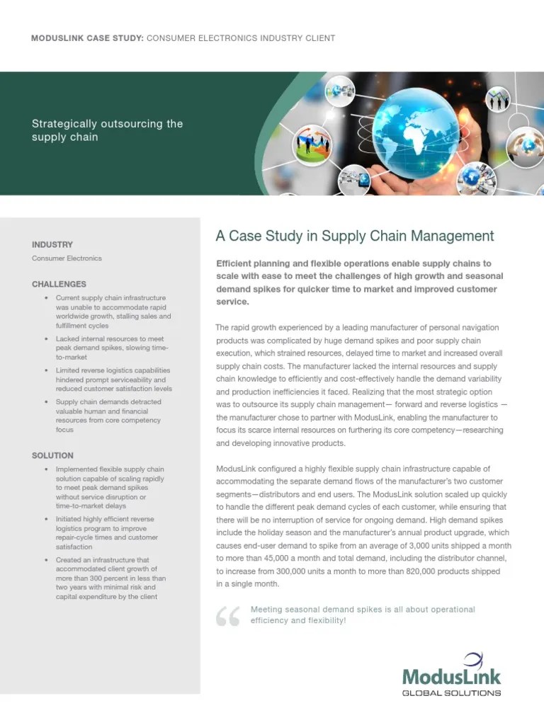 Supply Chain Management Case Study PDF Supply Chain Supply Chain