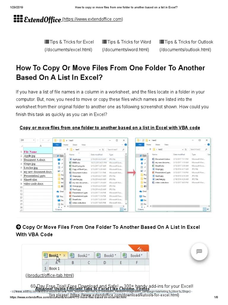 How To Copy or Move Files From One Folder To Another Based On A List in