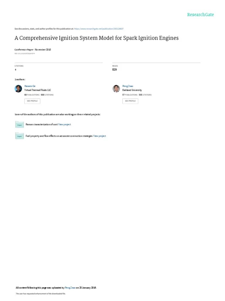 A Comprehensive Ignition System Model For Spark Ignition Engines PDF