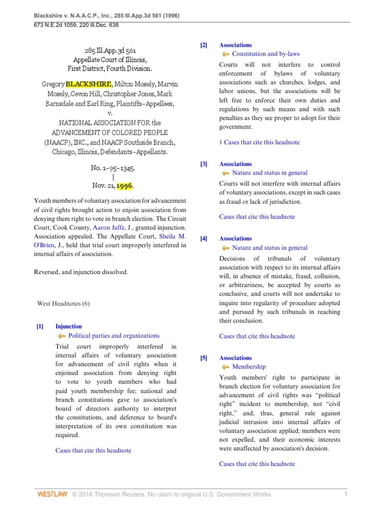 Blackshire V NAACP Inc PDF Injunction Federal Rules Of Civil Procedure