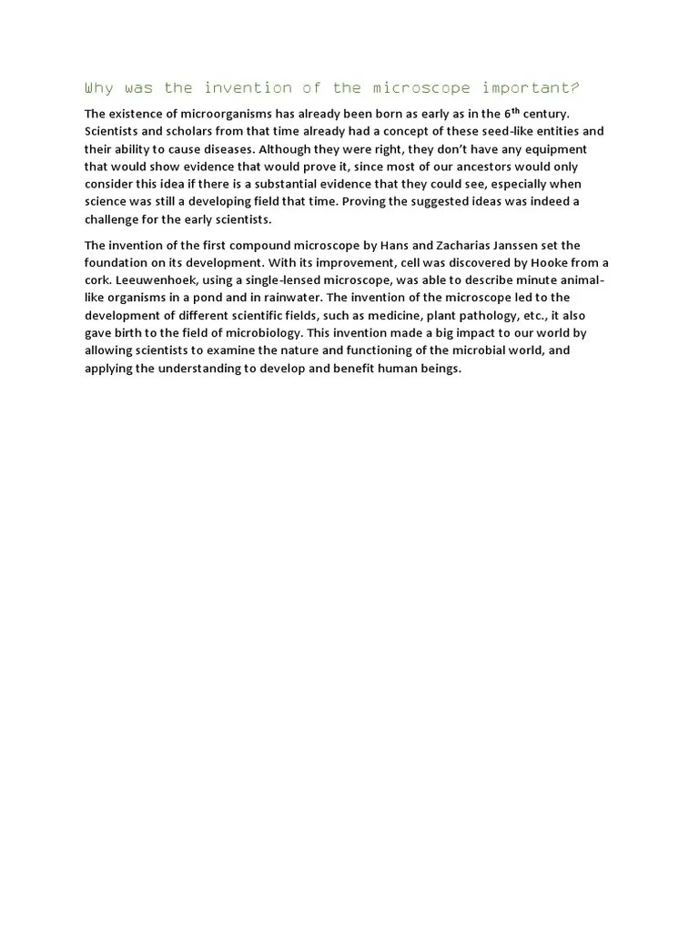 Why Was The Invention of The Microscope Important PDF